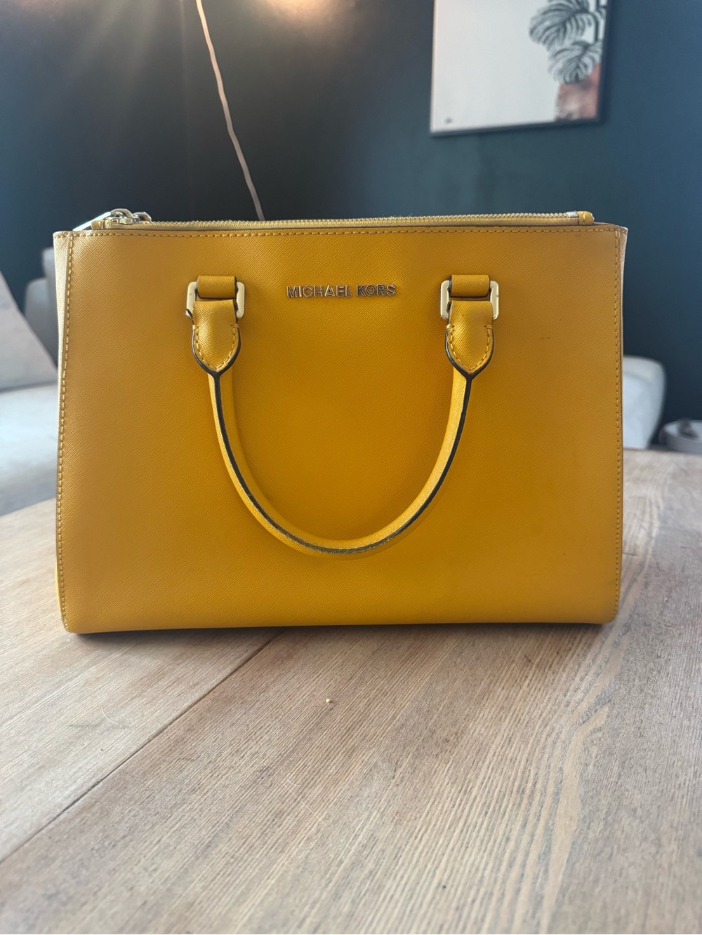 Michael Kors Mustard Yellow Saffiano Leather Satchel